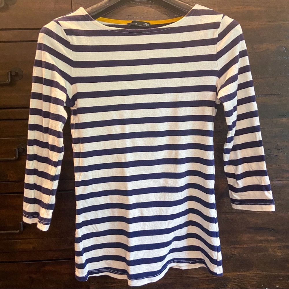 Zara 3/4-Sleeve Stripe Top
